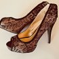 STEVE MADDEN Black Lace Peep Pumps High Heels - Size 9 Women's Shoes