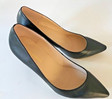 Loslandifen Womens Closed Toe High Heels Kitten Slender Stiletto Pumps BLACK 10