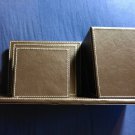 Brown Leather Desk Organizer Pen Pencil Holder Desktop Office Home Storage Box