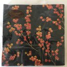 CASPARI Berry Branches Paper Disposable Dinner Napkins, Black/Red 20 ct.