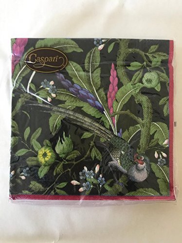 CASPARI Bird Black Sumatra Stone Dinner/Lunch Paper Napkins, 20 ct