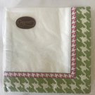 CASPARI Green Houndstooth Lara Border White Lunch Paper Napkins, 20 ct