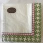 CASPARI Green Houndstooth Lara Border White Lunch Paper Napkins, 20 ct