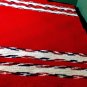 HANDMADE Crocheted AFGHAN Knit THROW Vintage Red White Blue Quilt COUCH Lap BLANKET
