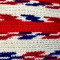 HANDMADE Crocheted AFGHAN Knit THROW Vintage Red White Blue Quilt COUCH Lap BLANKET