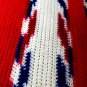 HANDMADE Crocheted AFGHAN Knit THROW Vintage Red White Blue Quilt COUCH Lap BLANKET
