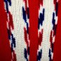 HANDMADE Crocheted AFGHAN Knit THROW Vintage Red White Blue Quilt COUCH Lap BLANKET