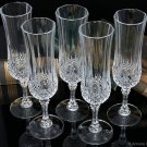 5x Crystal Champagne Glasses, CRISTAL D'ARQUES 'Longchamp' - Mid Century French Glassware