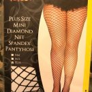 Lace Diamond Fence Net Fishnet Not Thigh High Stockings Plus 1X Black 175-225 lb
