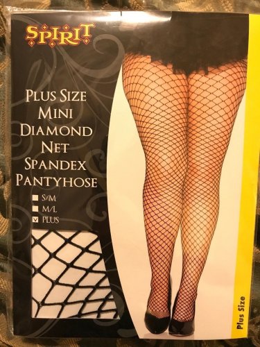Lace Diamond Fence Net Fishnet Not Thigh High Stockings Plus 1X Black 175-225 lb