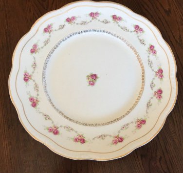 Vintage Edwin M. Knowles China Co Semi Vitreous Platter Pink Roses