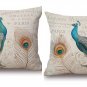 Luxbon-Set of 2 Vintage Style Peacock Bird Print Cover Throw Pillow Case Home Decors 17x17 inch