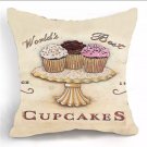 French Bakery Cupcakes Cafe 17x17 Throw Pillow Sofa Zippered Cover Case
