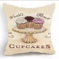 French Bakery Cupcakes Cafe 17x17 Throw Pillow Sofa Zippered Cover Case