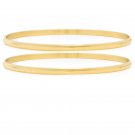 Women's BIG WRIST PLUS SIZE Gold Stacked Stainless Steel 2-Piece Bangles Stackable Bracelets Set