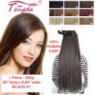 TENGDA 100% Human Hair Full head - 200g, 1 Piece, clip in hair extension,  30" long x 9.84" w
