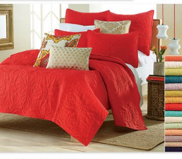 Lightweight & Oversized Comfy Bedding Bedspread Quilted Coverlet RED, KING