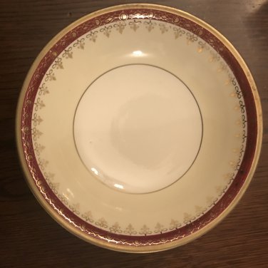 Homer Laughlin Eggshell Nautilus Maroon Gold N1642 Fruit/Dessert (Sauce) Bowl Cardinal