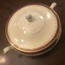 Homer Laughlin Eggshell Nautilus Maroon Gold N1653 Round Covered Vegetable / Casserole Cardinal