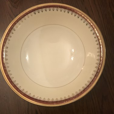 Homer Laughlin Eggshell Nautilus Maroon Gold Round 8 1/2" Vegetable Bowl Cardinal