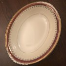 Homer Laughlin Eggshell Nautilus Maroon Gold 9 1/4" Lugged Oval Bowl Cardinal