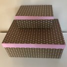 2 Decorative Storage Boxes with Lids Dots Vintage Decorative Cardboard Boxes