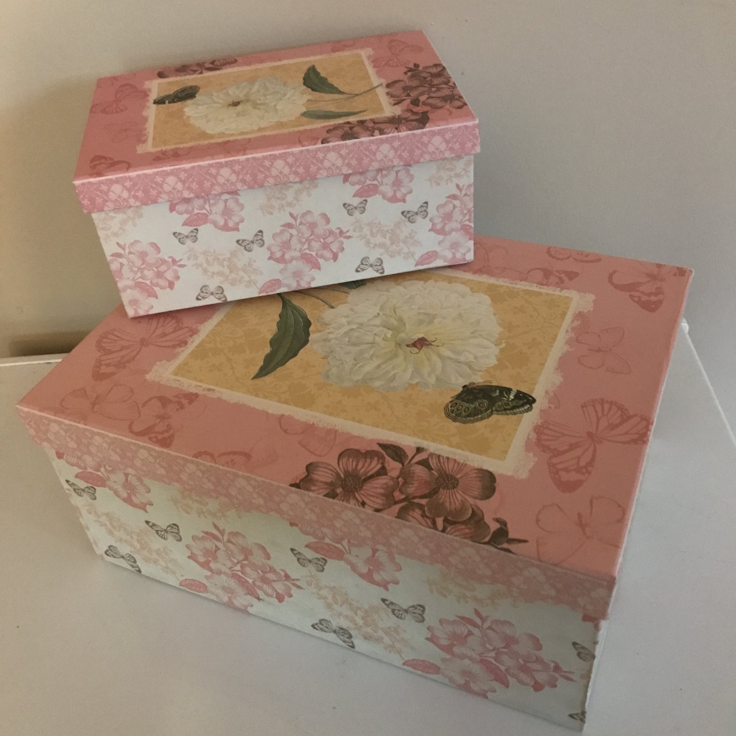 Decorative Themed Nesting Gift Boxes -2 Boxes- Pink Nesting Boxes with ...