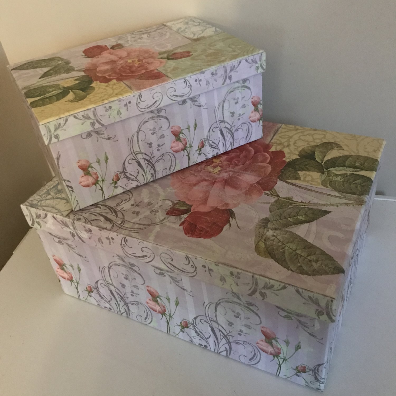 Decorative Themed Nesting Gift Boxes 2 Boxes Pink Nesting Boxes with