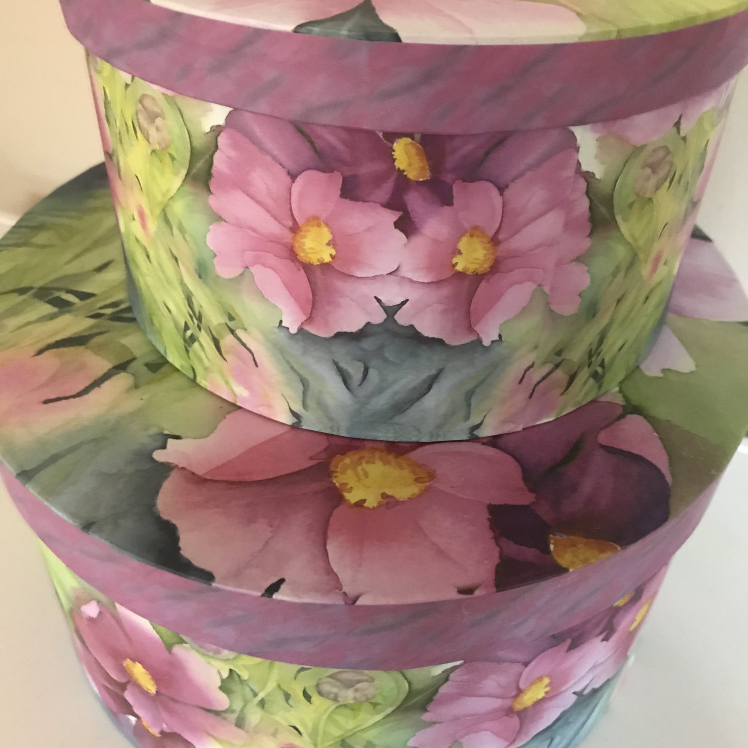 2 Decorative Hat Boxes Pastel Box Michaels Hobby Lobby Walmart Container Store Vintage