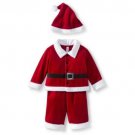Cherokee Infant Boys 3-Piece Red Velvet Santa Claus Christmas Outfit