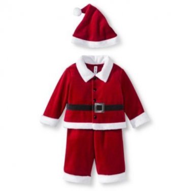 Cherokee Infant Boys 3-Piece Red Velvet Santa Claus Christmas Outfit