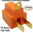 2 pack 2 prong to 3 prong two pin to three pin adapter safety Polarized Power Plug Grounding