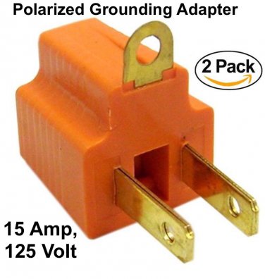2 pack 2 prong to 3 prong two pin to three pin adapter safety Polarized Power Plug Grounding
