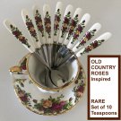 Royal Albert Old Country Roses Flatware  Spoons 10 Demitasse Teaspoons Set