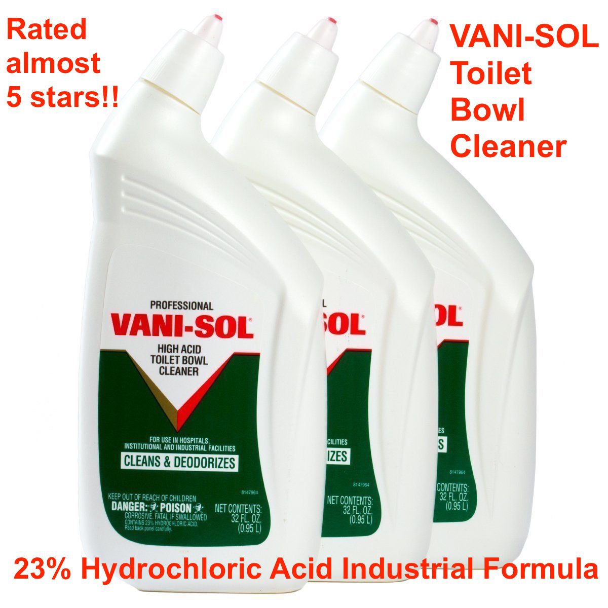 VaniSol Toilet Bowl Cleaner High Acid Stain Remover VaniSol 3 pack