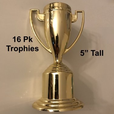 Oriental Trading Company Small Mini Jumbo Gold Plastic Trophies 16 Pack Bulk, 5"