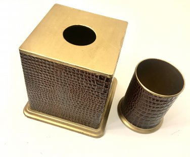 Desk Accessories 2 Pc Set for Men Women OfficE Pencil Pen Holder Organizer Decor Unique Vintage