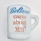 Fire King Beltone cares about you Coffee Mug Cup Milk Glass
