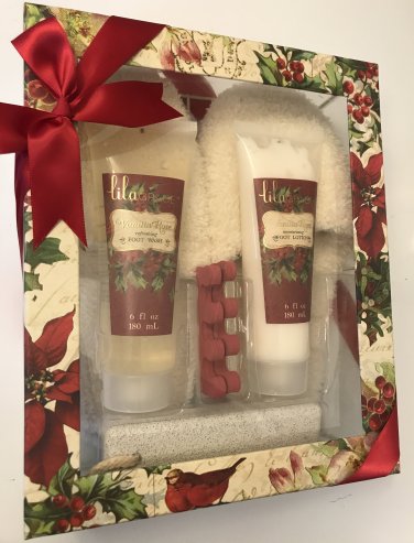 LILA GRACE Bath & Body Slipper Foot Care Pedicure Wash Pumice Gift Set
