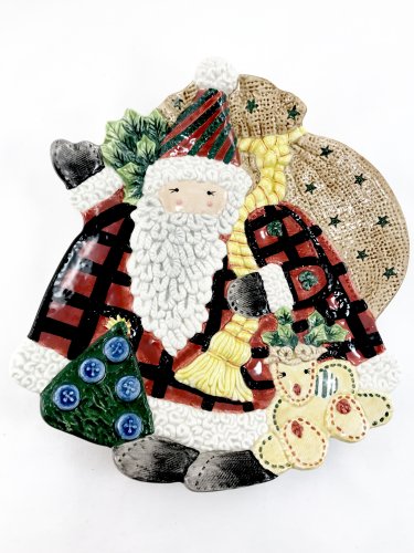 Fitz and Floyd Candy Dish Santa with Toys Rare Discontinued