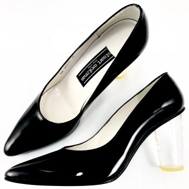 STUART WEITZMAN Women's Black Patent Leather Block Heels Pumps 6.5 Mary Jane