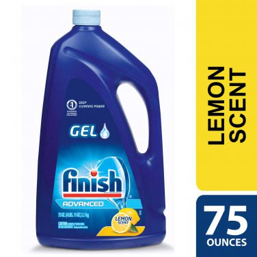 Finish Dishwasher Detergent Gel Liquid, Lemon Scent, 75 oz