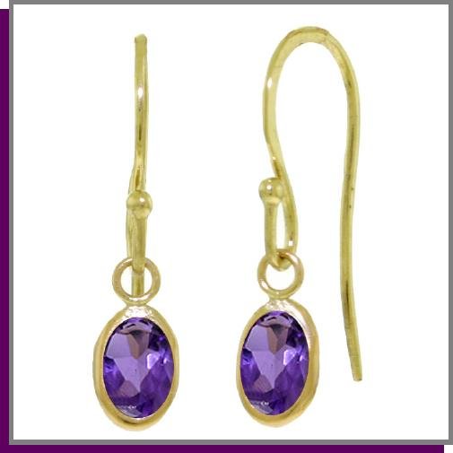 14K Solid Gold 1.0 CT Briolette Amethyst Earrings