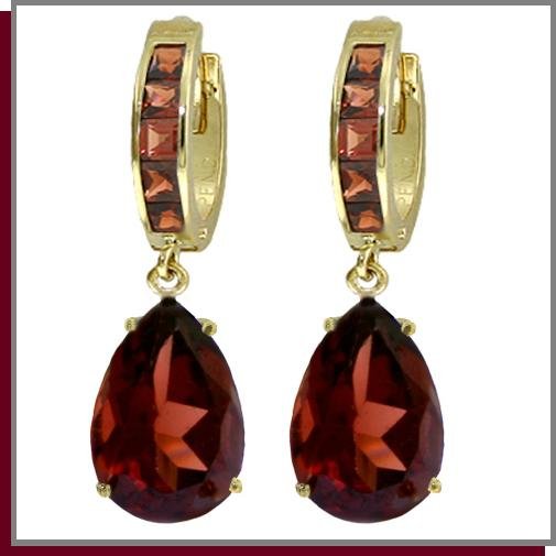 14K Solid Gold 13.0 CT Natural Garnet Dangle Earrings