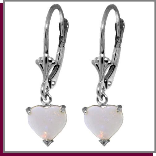 1.30 CT Opal Heart Sterling Silver Dangle Earrings