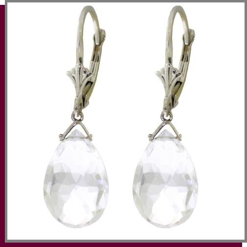 10.20 CT White Topaz Sterling Silver Dangle Earrings