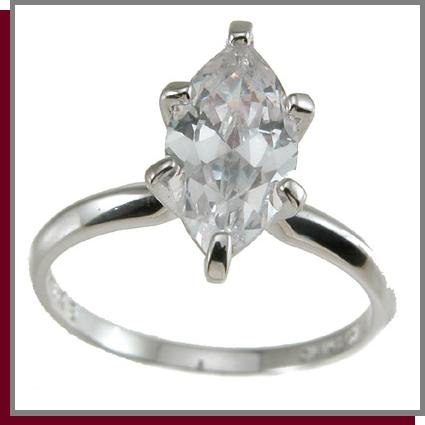 1.0 CT Marquise Cut Solitaire Sterling Silver Ring