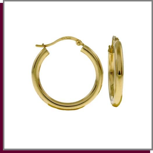 14K Solid Yellow Gold Hoop Earrings