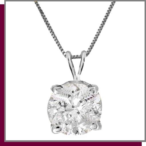 14K White Gold .50 Genuine Diamond Necklace I-3 Clarity