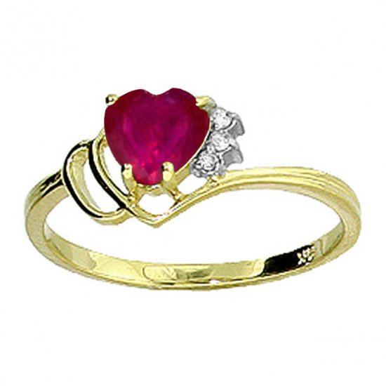14K Gold 1.0 CT Heart Shape Ruby & Diamond Ring SZ 5 - 9